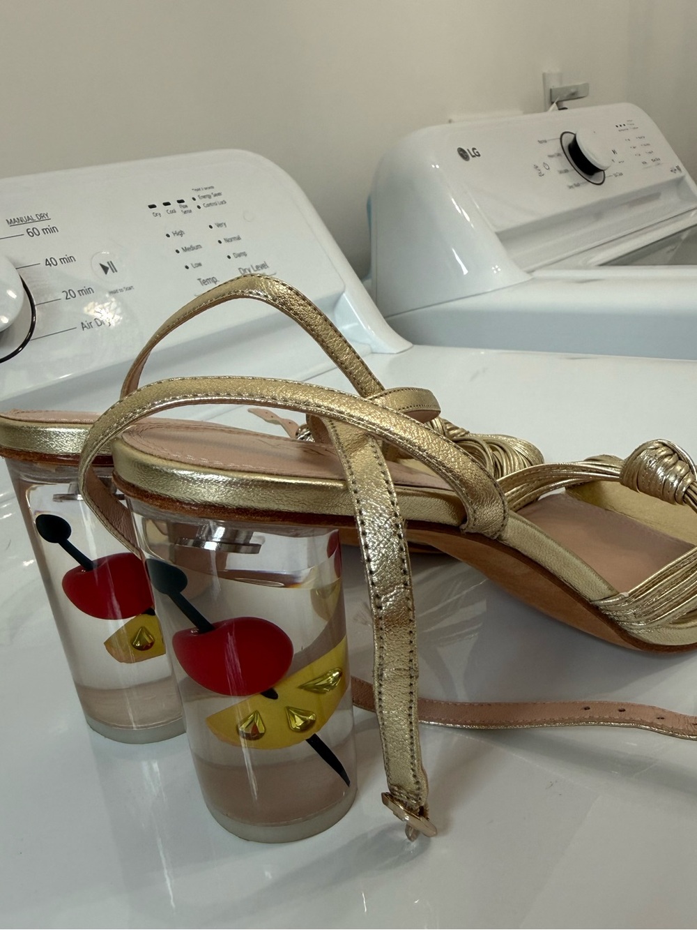 Kate Spade Gold strappy Happy Hour heels